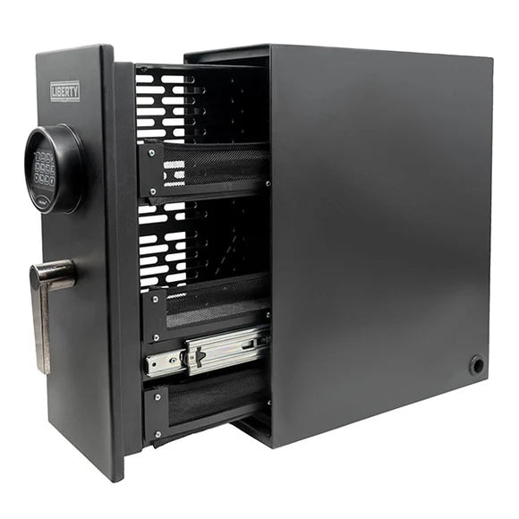 Liberty HPS 100 R Personal Home Safe - Fireproof & Waterproof Security Box for Cash, Jewelry & Documents - Compact Black Safe for Bedroom, Closet or Office Use