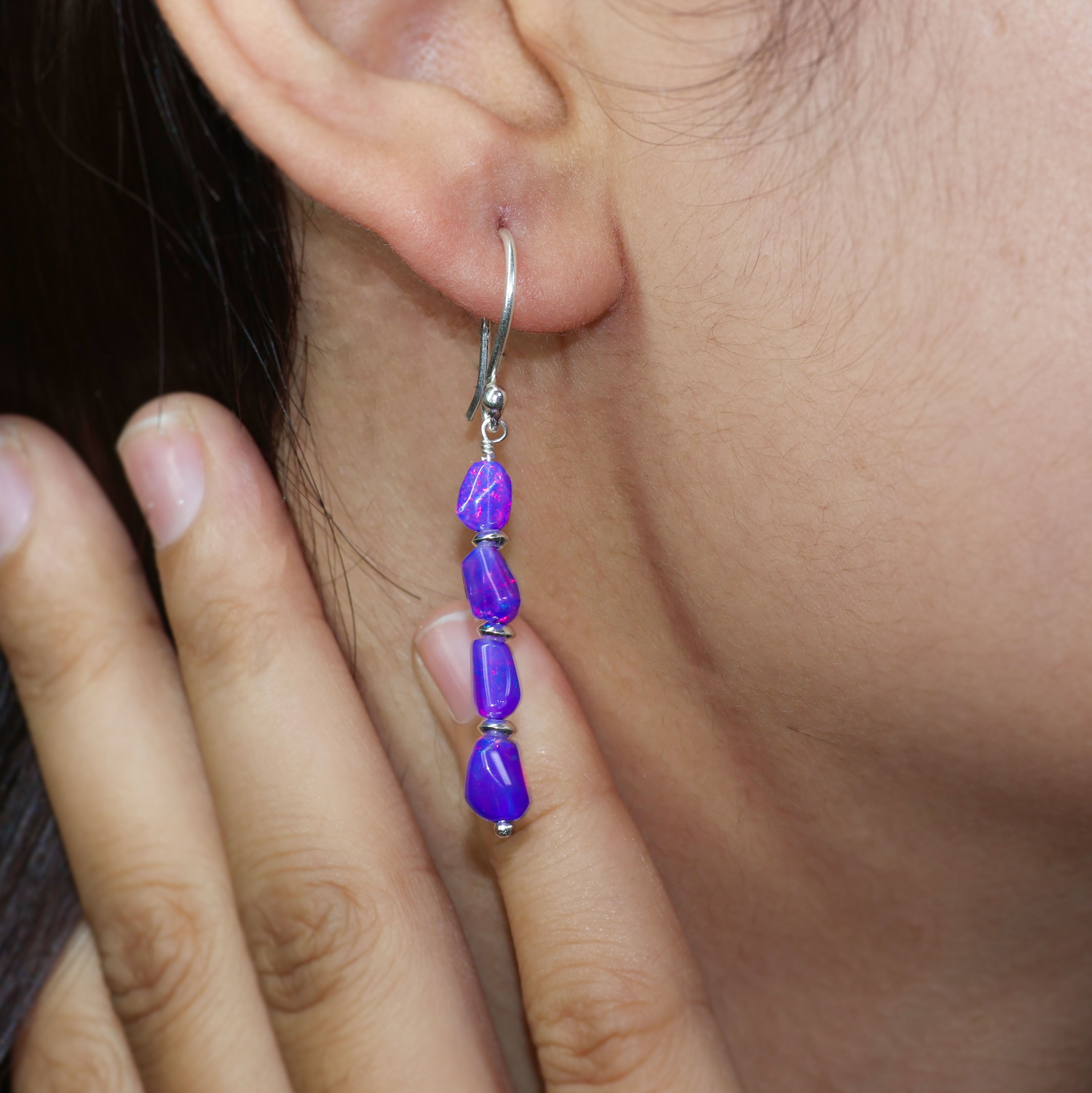 Lavender Opal Dangle Earrings for Women - Elegant Handmade Christmas Gift for Her - Perfect for Holiday Parties, Weddings & Special Occasions
