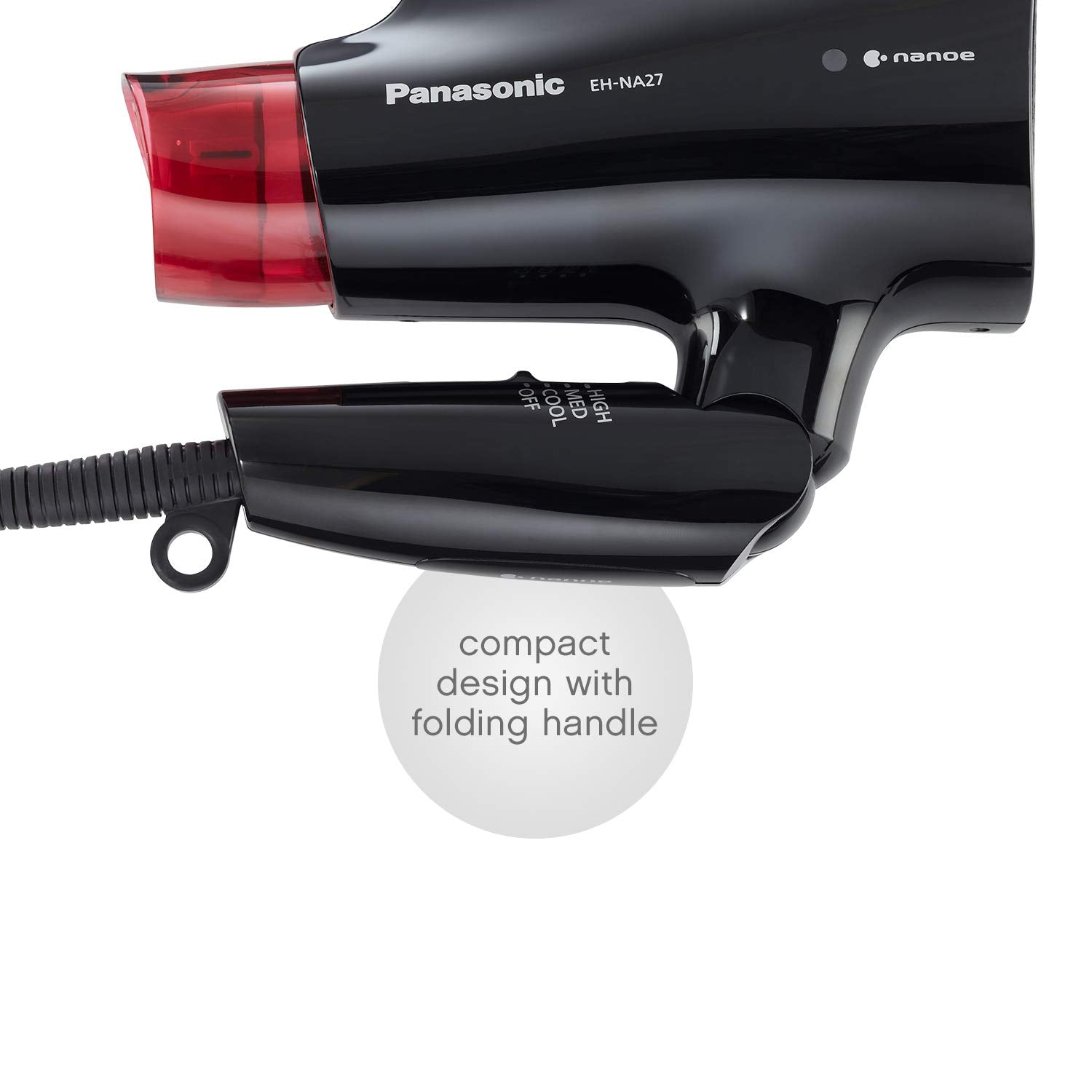 PANASONIC Nanoe EH-NA27 Compact Travel Hair Dryer | Refurbished with Home Essentials Warranty | Lightweight & Fast Drying for Travel, Gym & Home Use