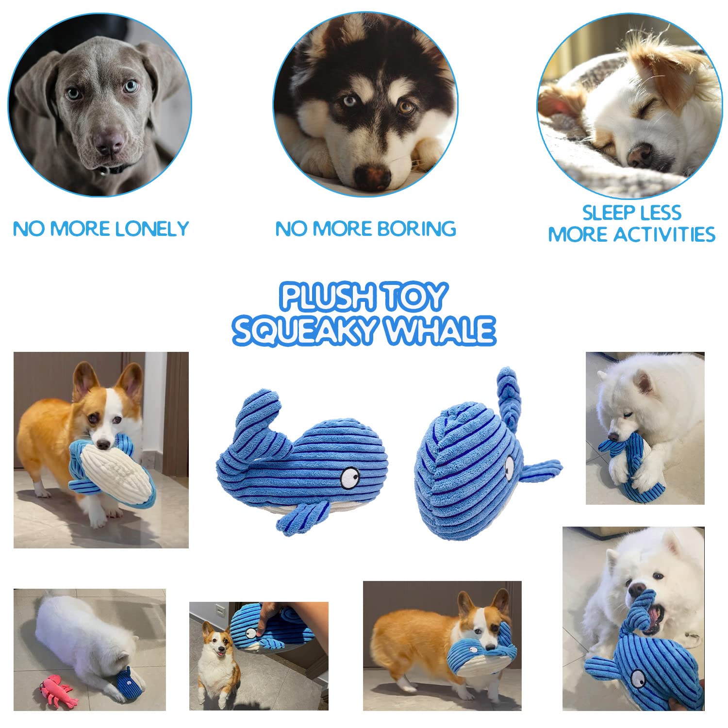 Durable Squeaky Whale Dog Toy for Aggressive Chewers - Fun Training & Teeth Care for Small to Large Dogs - Perfect for Playtime & Bonding