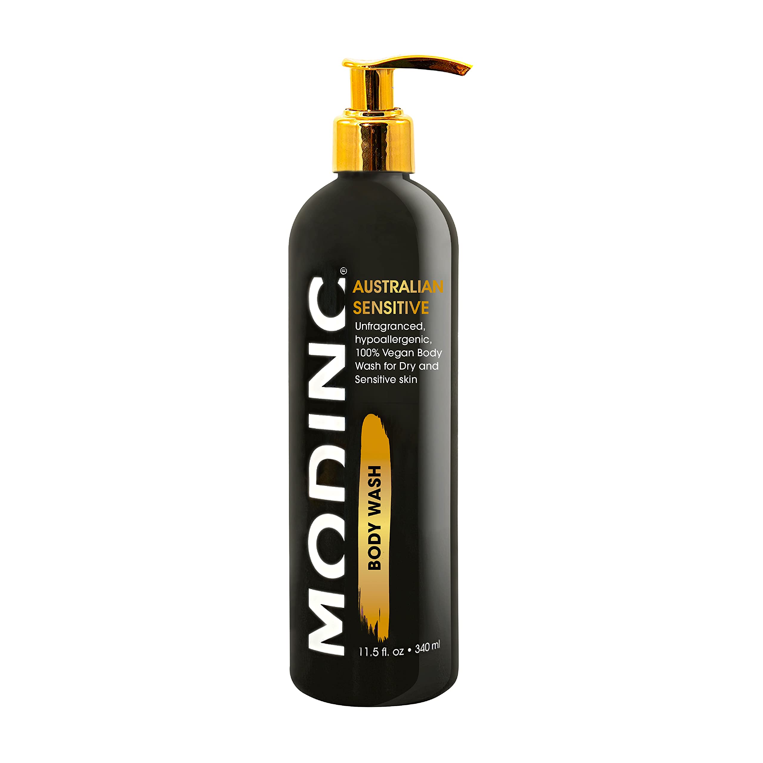 Premium Hypoallergenic Vegan Body Wash for Dry & Sensitive Skin - Fragrance-Free, Cruelty-Free Formula with Pump (11.5 oz) - Ideal for Daily Gentle Cleansing & Soothing Irritated Skin