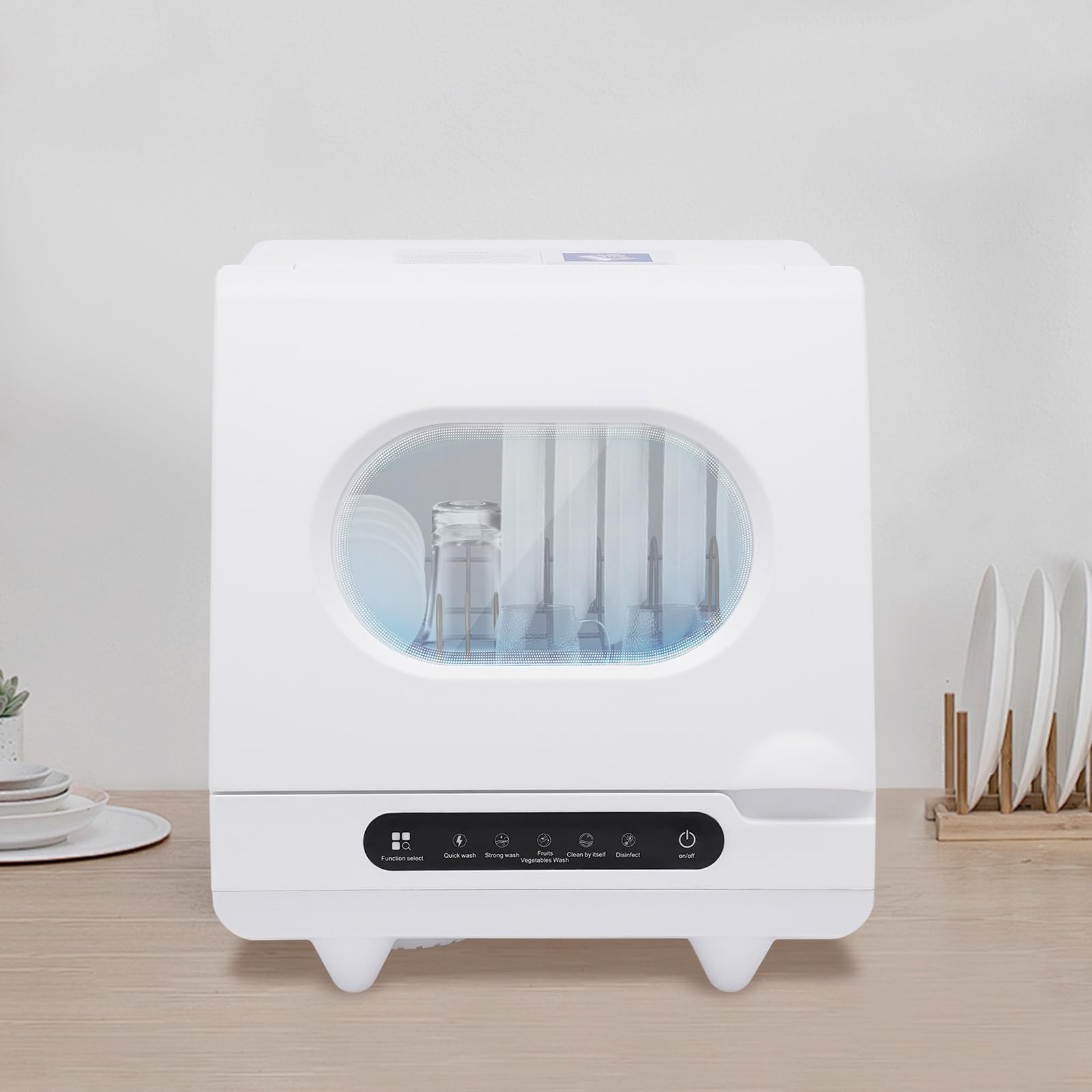 Portable Countertop Dishwasher 1200W 110V - Compact Mini Dishwasher with 5 Wash Programs for Apartments, RVs, Dorms & Small Kitchens | Perfect for Studio Living, Camping & Tiny Homes