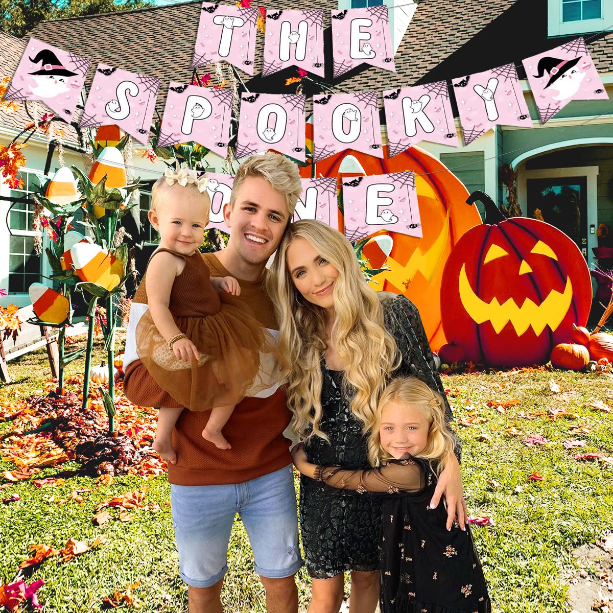 The Spooky One First Birthday Banner - Pink Halloween Baby Shower Decorations for Girls | Ghost Print Party Supplies for 1st Birthday & Halloween Celebrations | Perfect for Baby Girl's Birthday Party, Nursery Decor, and Spooky Theme Events