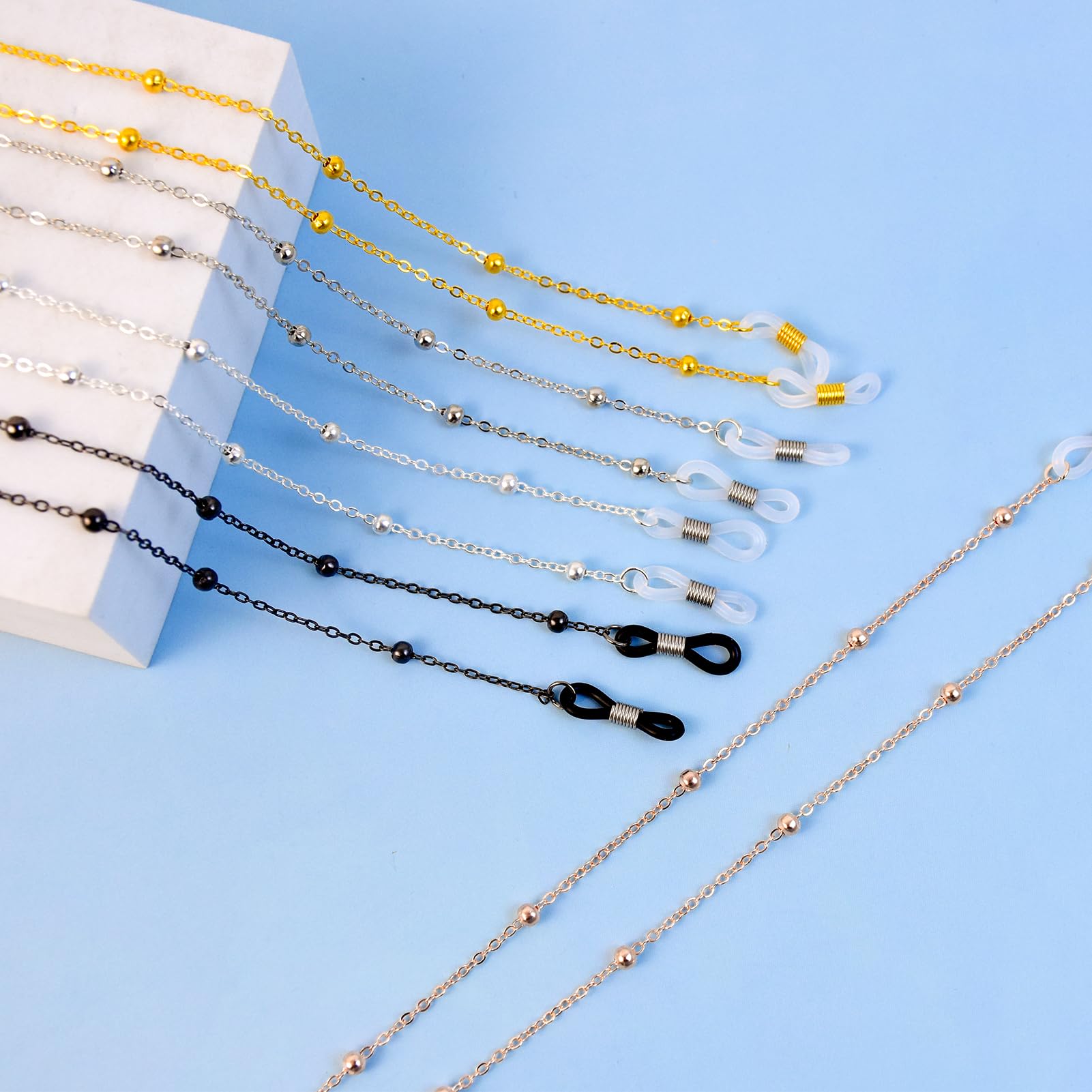5Pcs Beaded Glasses Chain for Men & Women - Stylish Eyewear Lanyard for Reading & Sunglasses