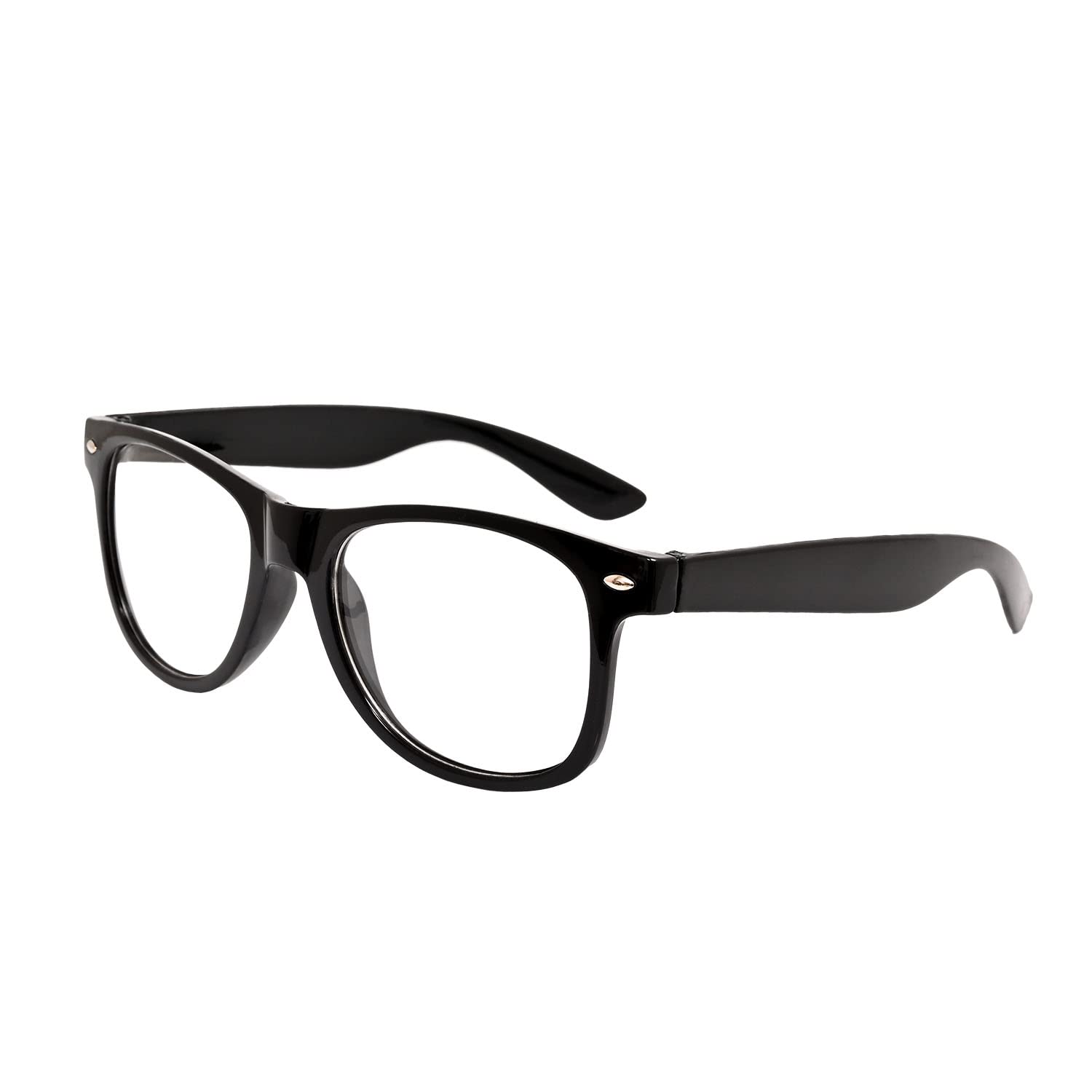 Jomnvo 2 Paris Black Frame Retro Nerd Glasses with Clear Lens - Vintage Style Eyewear for Costume Parties, Cosplay & Themed Events