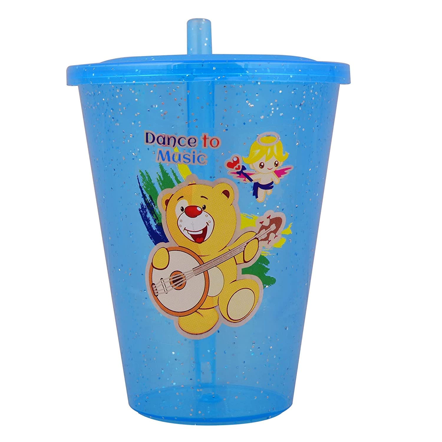 Bekner Kids Acrylic Sipper Glass with Lid - Leak-Proof Travel Cup for Water & Milk - BPA-Free, Durable & Colorful (Pack of 1, Multicolor, Model PTHK-1211) - Perfect for School Lunches, Car Rides & Outdoor Activities