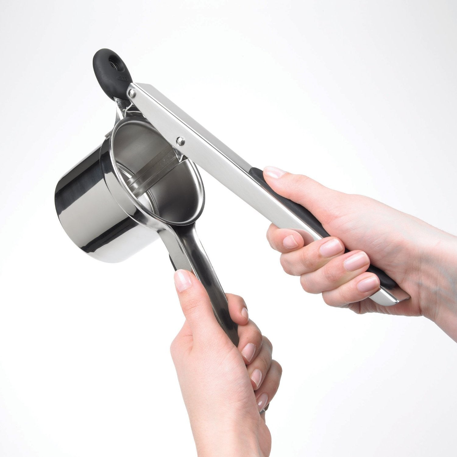 OXO Stainless Steel Potato Ricer - Heavy Duty Kitchen Tool for Mashed Potatoes, Baby Food & Purees - Perfect for Home Cooking & Meal Prep