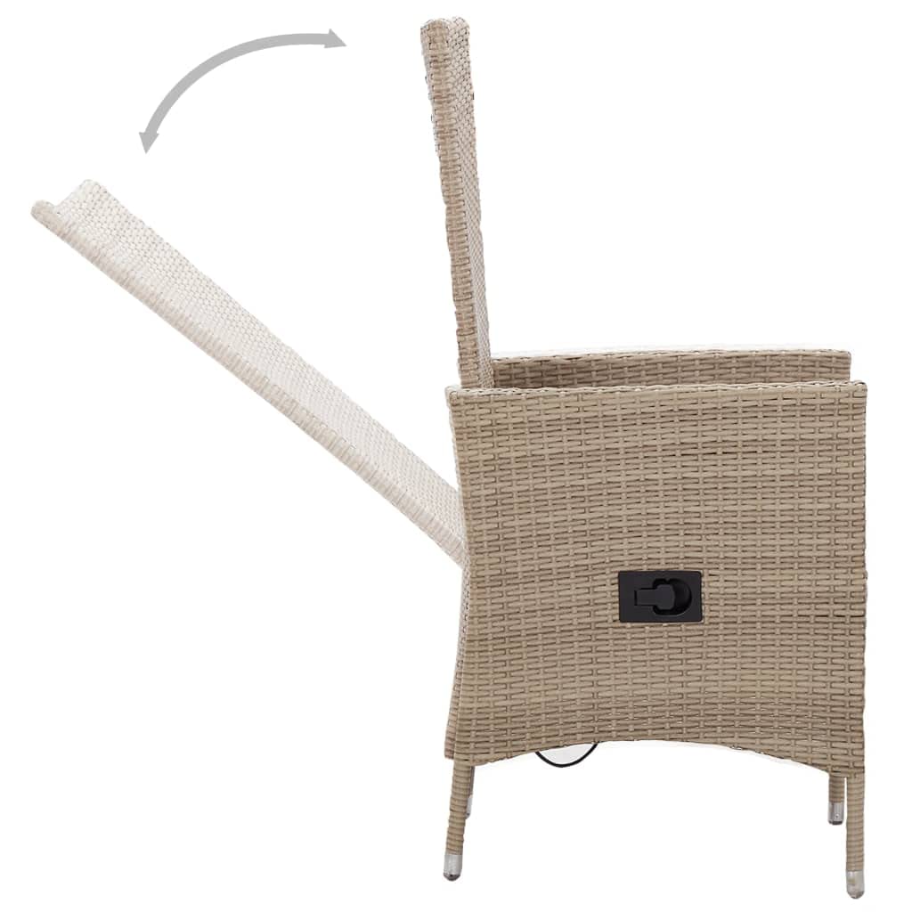SKM 2-Piece Patio Chairs Set with Cushions - Weather-Resistant Poly Rattan Furniture in Beige - Perfect for Outdoor Garden, Poolside, and Backyard Relaxation
