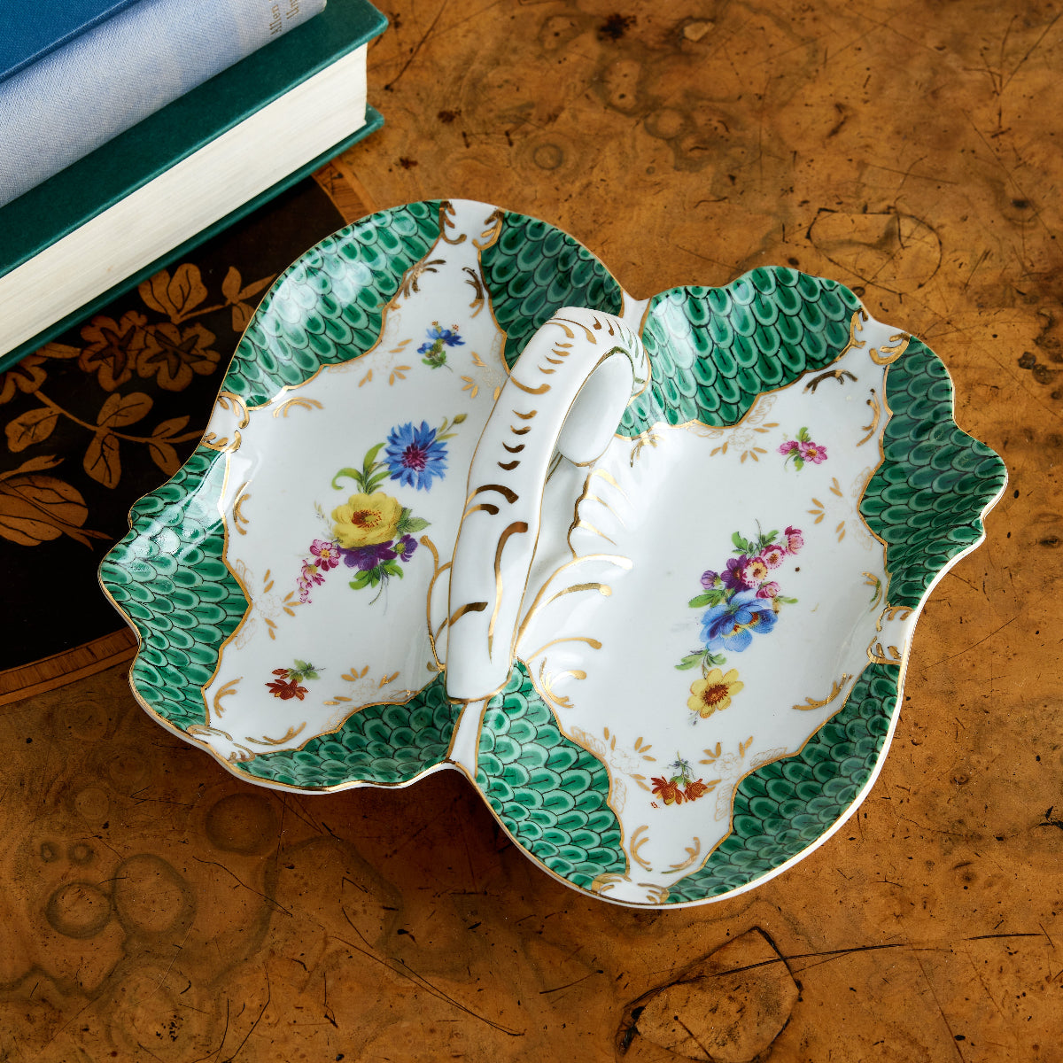 Emily Handpainted Porcelain Basket - Elegant Floral Decorative Storage for Home, Kitchen & Bathroom | Perfect for Organizing Fruits, Towels & Bathroom Essentials