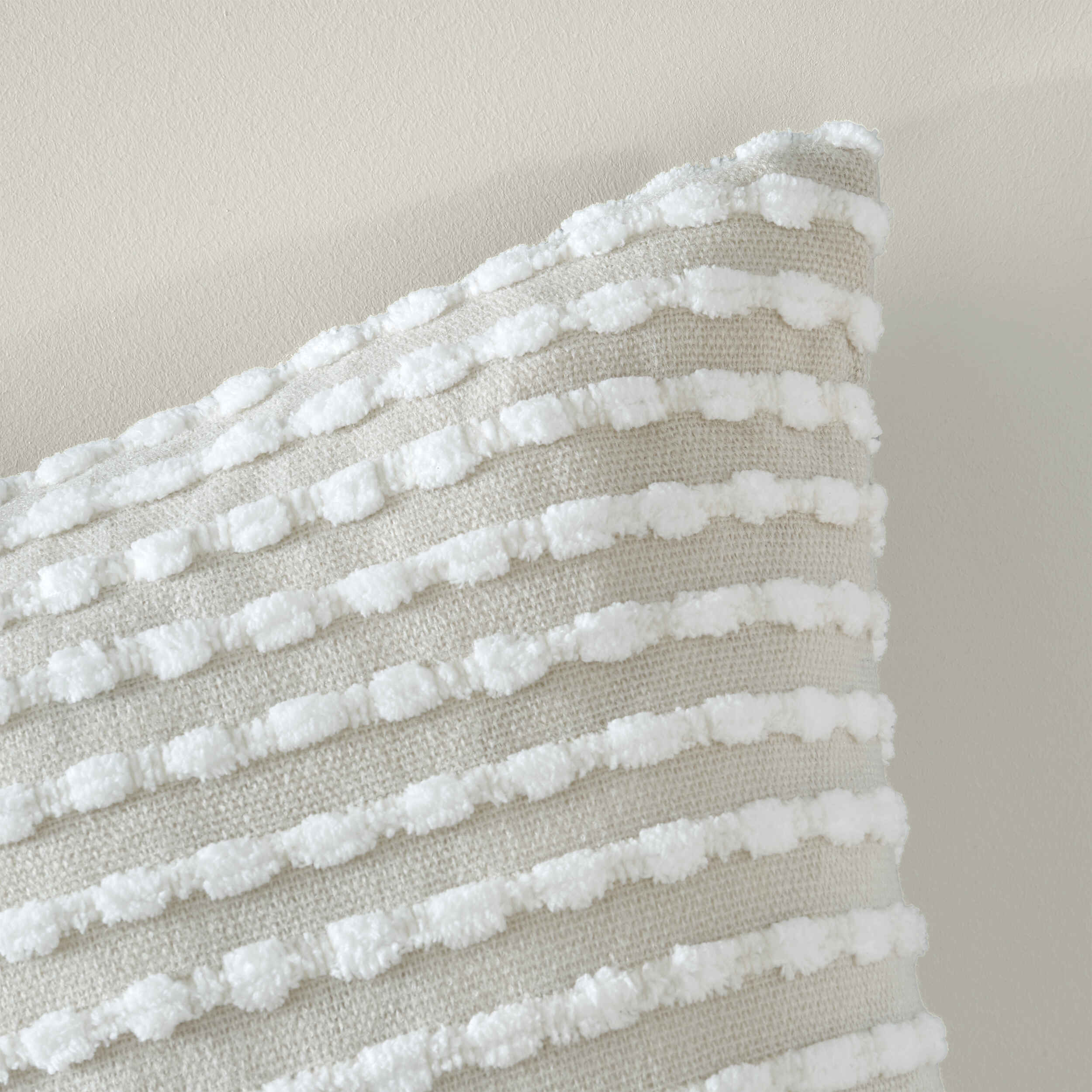 Catherine Lansfield Stab Stitch Cushion - Natural Cotton Decorative Throw Pillow for Sofa, Bed & Home Decor | Living Room, Bedroom & Nursery Accent