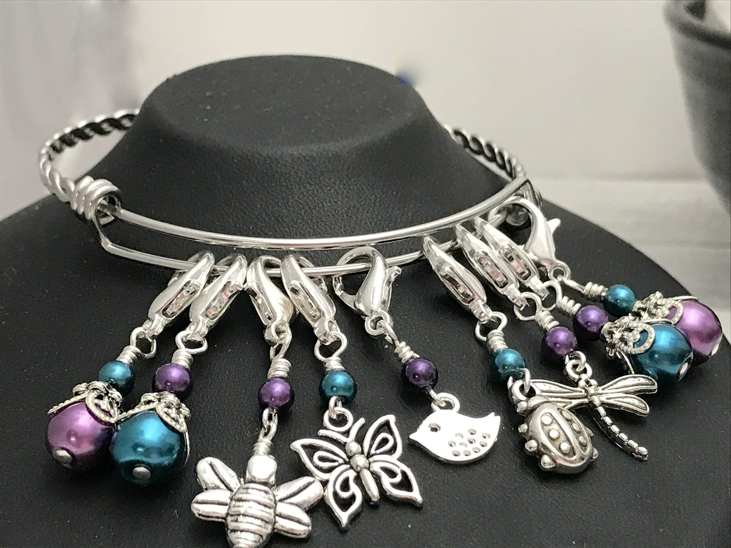 9-Piece Stitch Marker Charm Bracelet for Knitting & Crochet - Summer Friends Design | Perfect for Yarn Crafts, DIY Projects & Gift Giving
