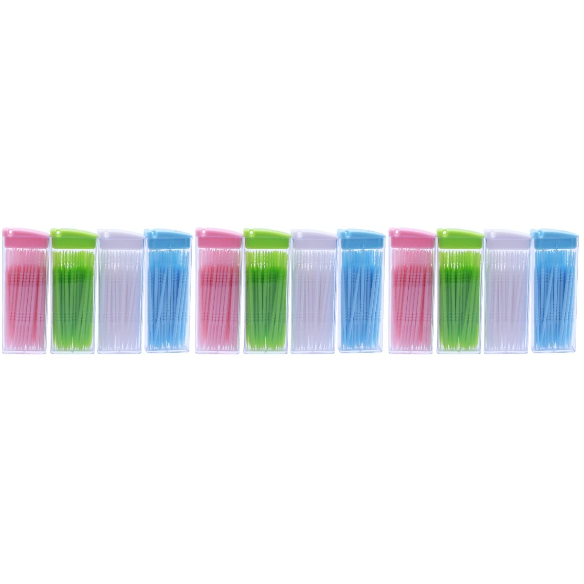 DOITOOL 600Pcs Double Sided Plastic Toothpicks - Interdental Cleaners for Teeth, Floss Picks for Oral Hygiene (Random Colors) - Perfect for Home, Travel & Restaurant Use