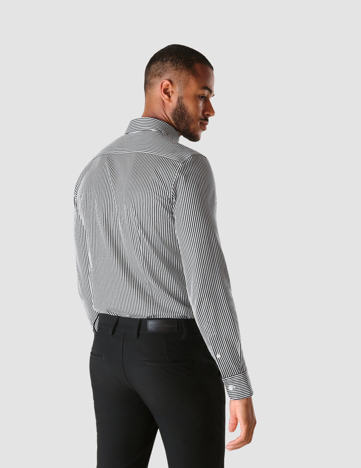 Classic Slim Fit Navy Striped Men's Dress Shirt - Perfect for Business Casual, Office Wear & Formal Occasions