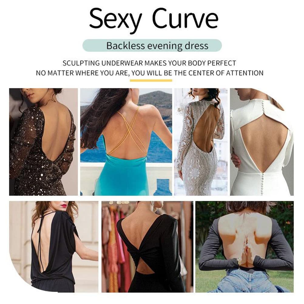 Sexy Women's Plunge Backless Body Shaper Bra - Seamless Thong Full Bodysuit for Shapewear & Lingerie - Perfect for Evening Wear, Club Outfits & Special Occasions