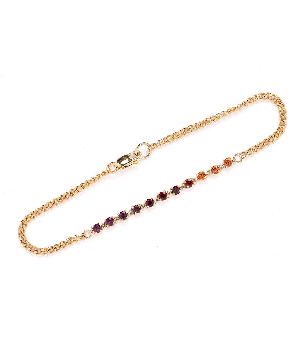 14K Gold Sapphire Curb Chain Bracelet for Women - Elegant Sunset Jewelry Gift for Birthday, Anniversary & Special Occasions