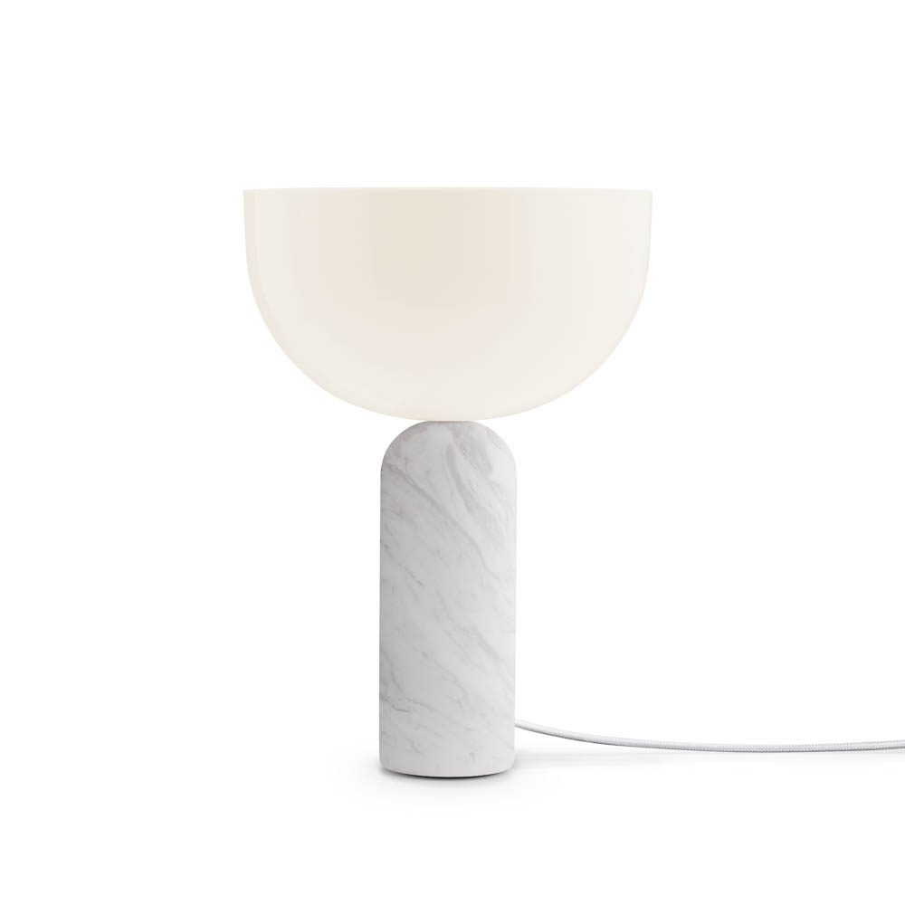 NEW WORKS Kizu Table Lamp - Modern White Marble Bedside Lamp for Living Room, Bedroom & Office Decor | Dimmable LED Lighting for Home & Workspace