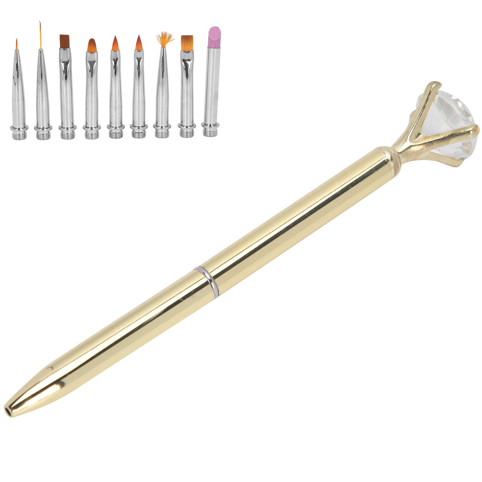 Professional Nail Art Brush Set with Dotting Tools - Gold Manicure Kit for Home & Salon Use - Perfect for DIY Nails, Gel Polish Application & Nail Design