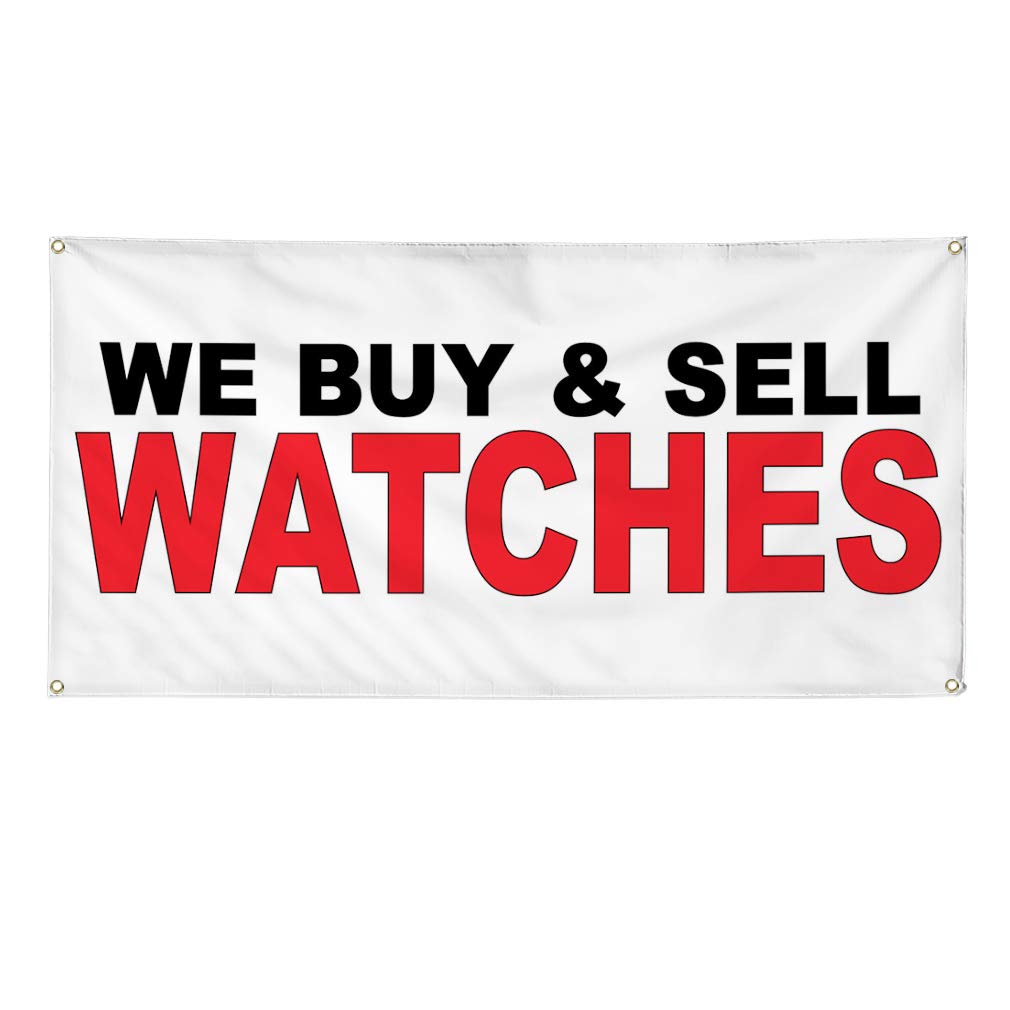 Premium Vinyl Banner - 60x144 Inches, Weatherproof & Durable for Outdoor Use - Business, Industrial & Yard Signs with 10 Grommets (Black & Red) - Perfect for Watch Shops, Retail Stores & Promotional Events