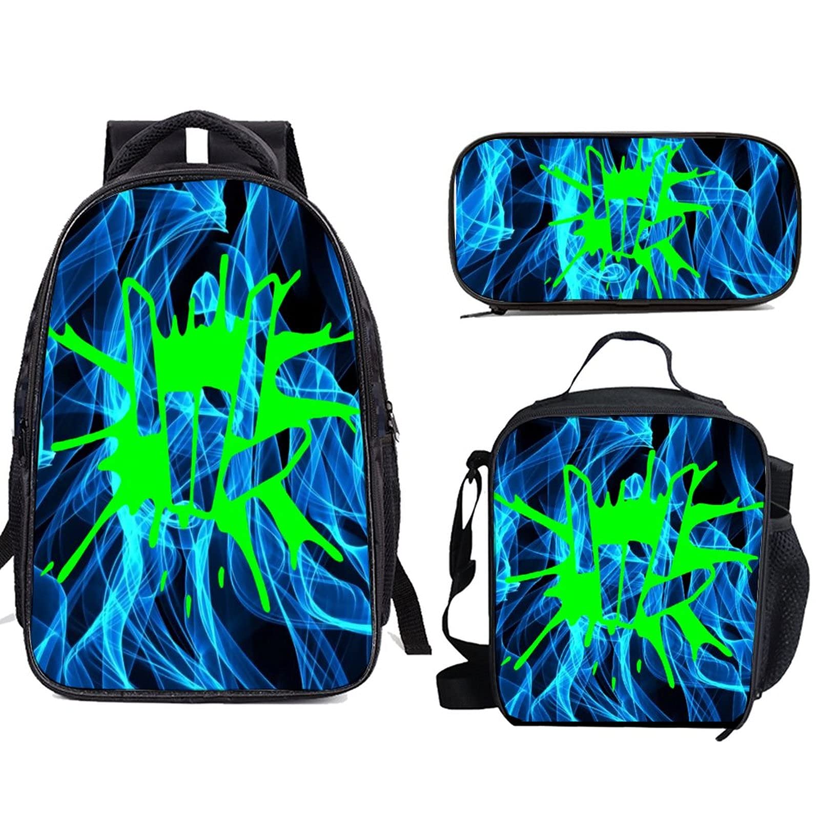 Qinunipoto Share The Love 3-Piece Backpack Set - Travel Backpack, Lunch Box & Pencil Pouch for School, Work & Outdoor Adventures | Perfect for Students, Office & Travel