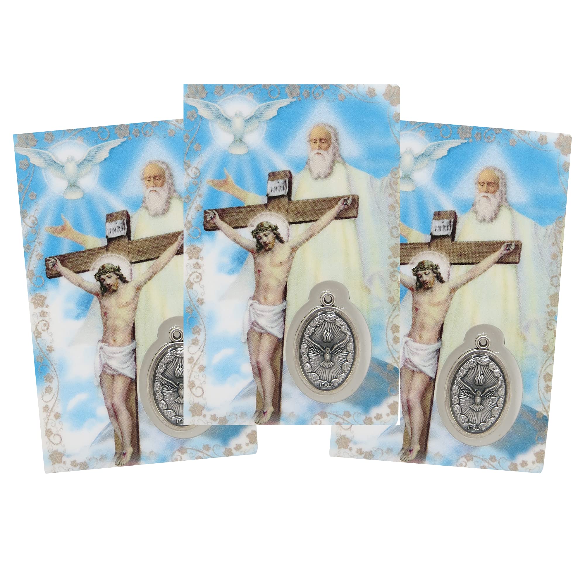 Holy Trinity Prayer Card Set - Father, Son & Holy Spirit Medal with Prayers - Catholic Bookmark & Bible Page Holder - 3.38 Inch Religious Gift (Pack of 3) - Perfect for Daily Devotion, Bible Study & Church Worship