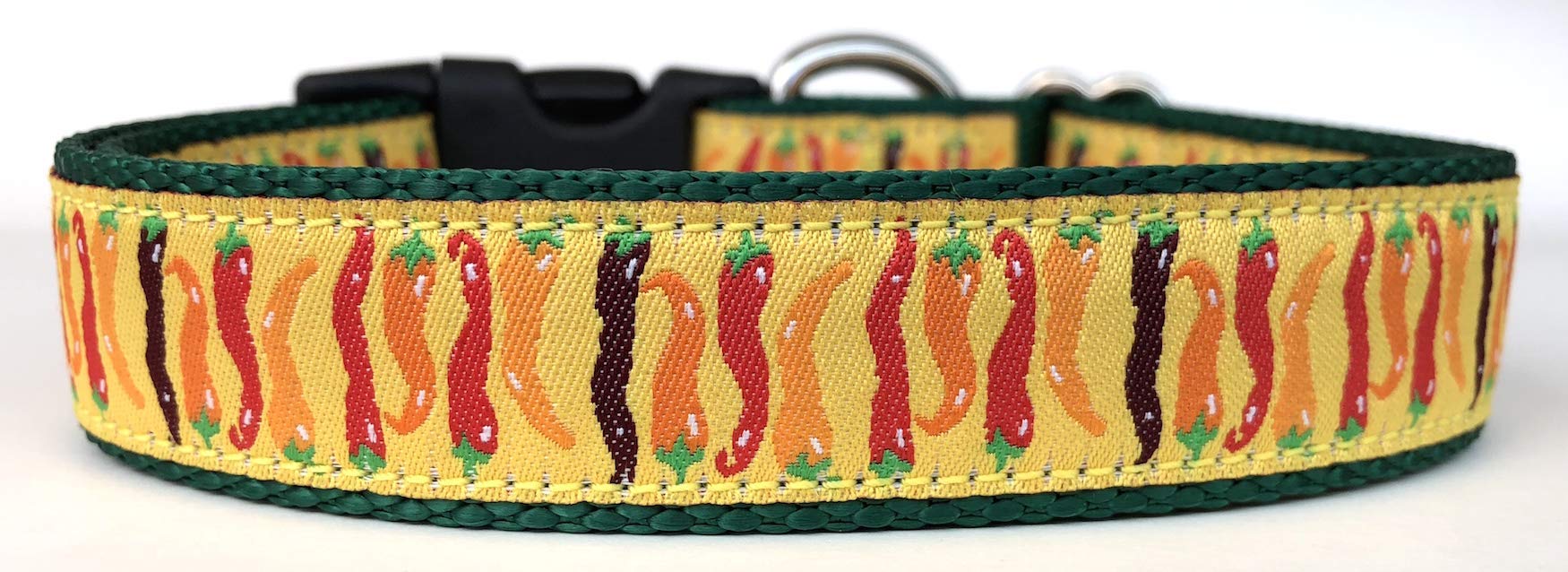 Handmade Chili Peppers Dog Collar for Medium to Large Dogs - USA Crafted Micro Business - Perfect for Walks, Training & Pet Fashion