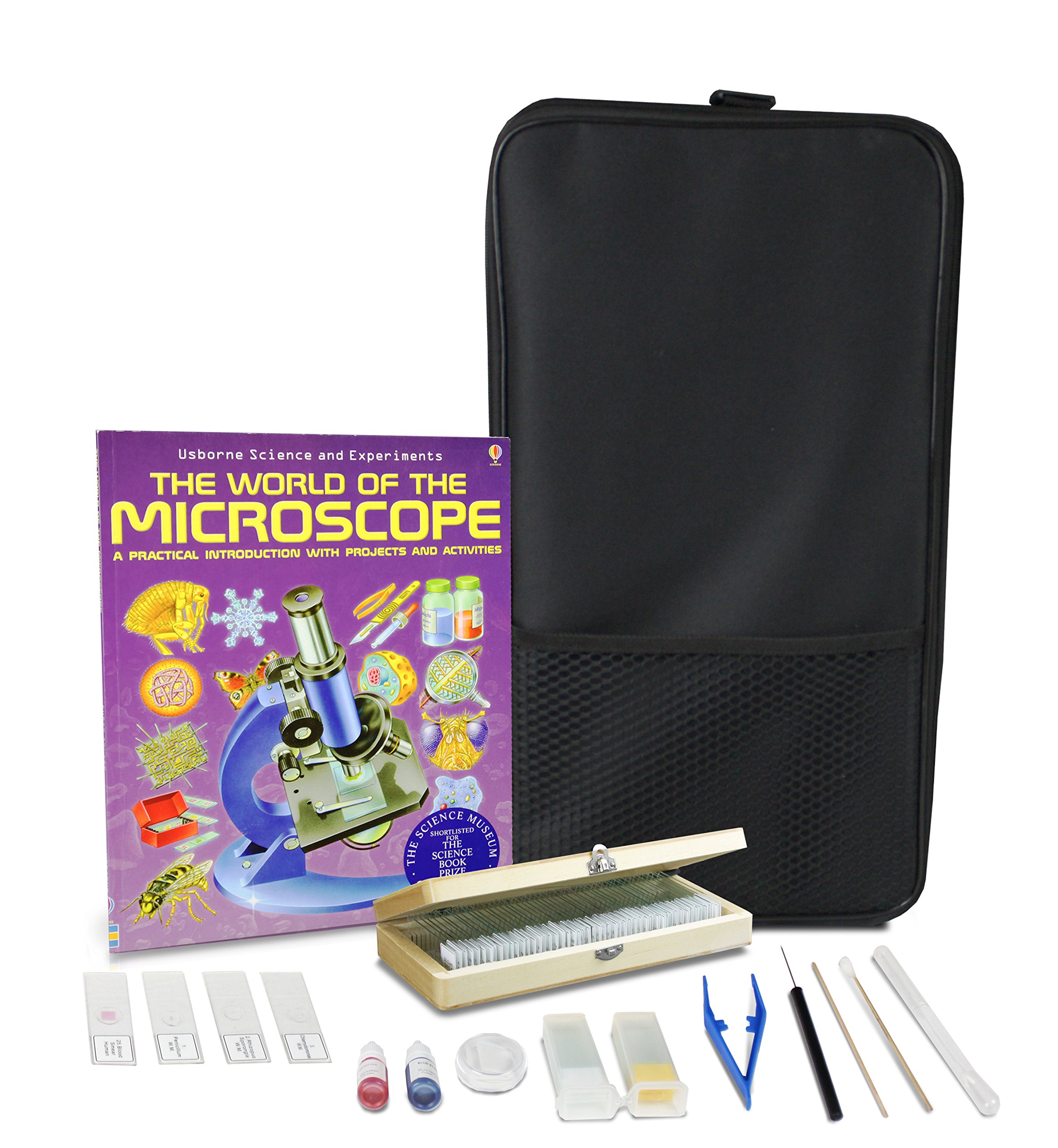Vision Scientific VME0019-T-RC-P3 Dual View Elementary Microscope with Rechargeable Battery, Microscope Book & 50 Prepared Slides - Perfect for Kids Science Discovery, Classroom Learning & Home Education