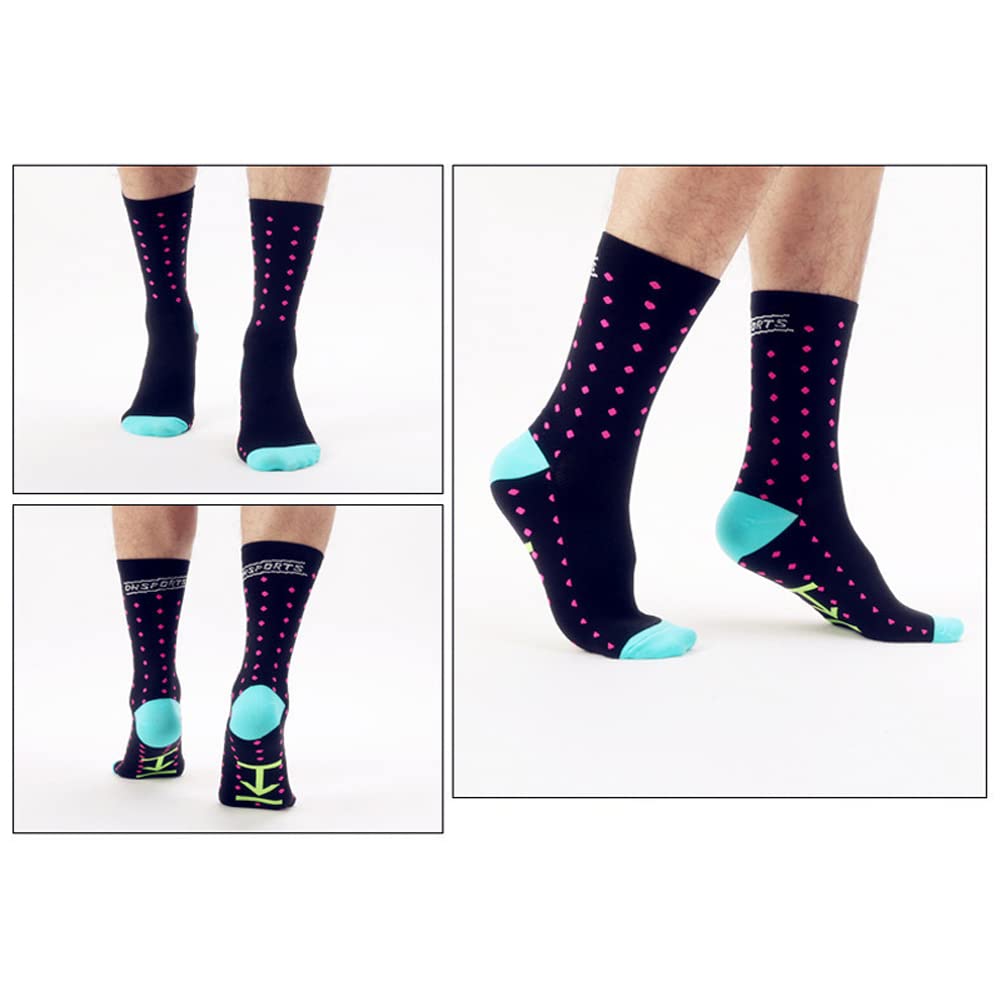Cycling Socks for Men & Women - Breathable Bike Riding Socks for XC, MTB & BMX - Moisture Wicking Athletic Ankle Socks in Black, Pink, Green, Blue & Grey - Perfect for Road Cycling, Mountain Biking & Indoor Training