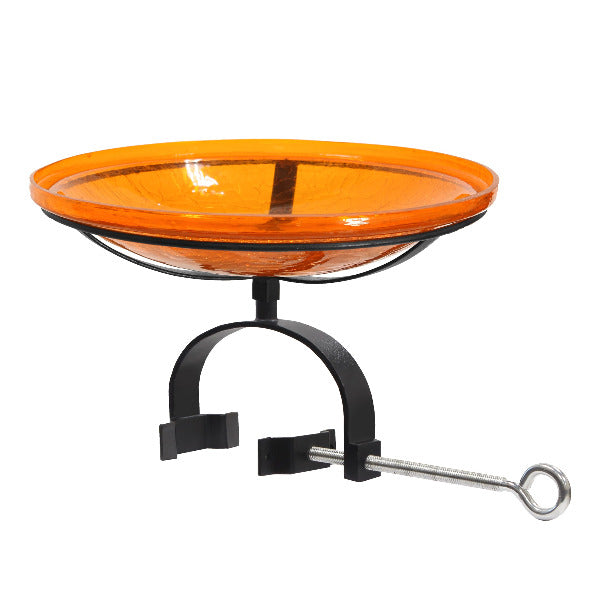 Handmade Mandarin Crackle Glass Birdbath Bowl - Outdoor Garden Decoration for Birds & Wildlife - Perfect for Patio, Yard & Backyard Bird Watching