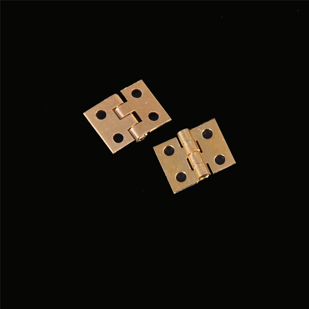 20Pcs Brass Plated Cabinet Hinges 8mmx10mm - Mini Decorative Hinges for Jewelry Box, Wooden Cabinet & Furniture Repair - Durable Small Hardware Accessories for DIY Projects & Home Improvement