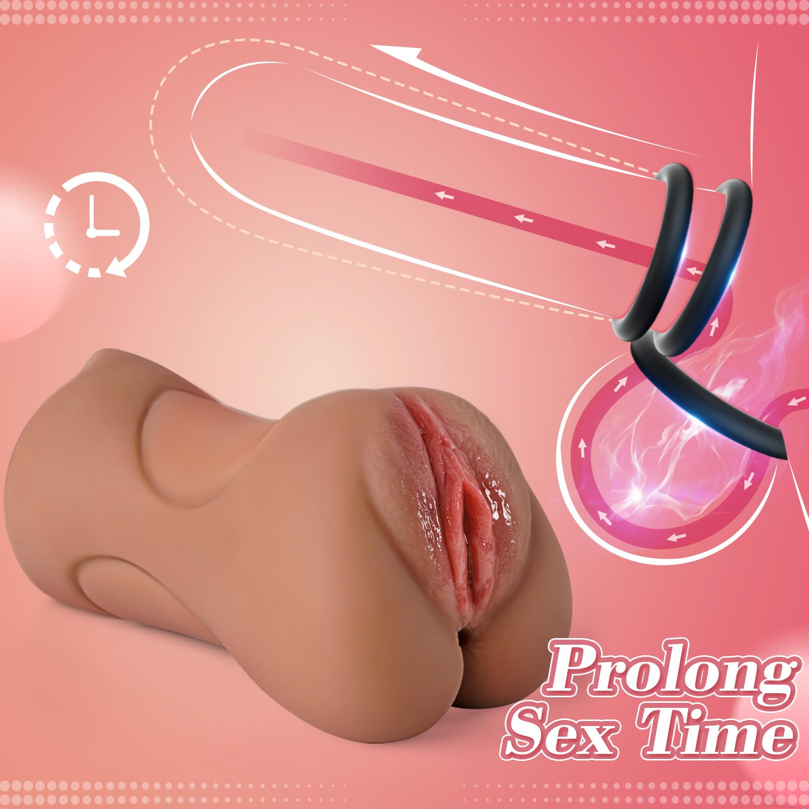 3 in 1 Male Masturbator with Bullet Vibrator & Cock Rings - Realistic Textured Pocket Pussy for Men, 10 Vibration Modes Adult Sex Toy | Solo Pleasure, Couples Play & Discreet Storage