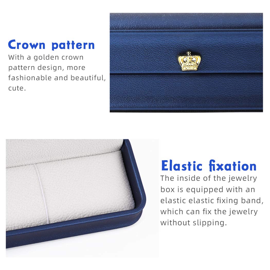 iSuperb Set of 2 PU Leather Jewelry Display Boxes - Long Chain Necklace & Bracelet Storage Case for Wedding, Anniversary, Engagement Gifts - Perfect for Jewelry Shop Displays, Bridal Shower Favors and Home Organization