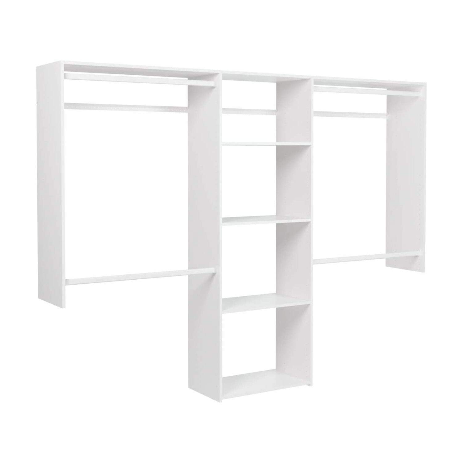 Easy Track OK1460 Deluxe Wall Mounted Closet Organizer System Kit with Shelves & Hanging Rod - White - Perfect for Bedroom, Closet & Small Space Organization
