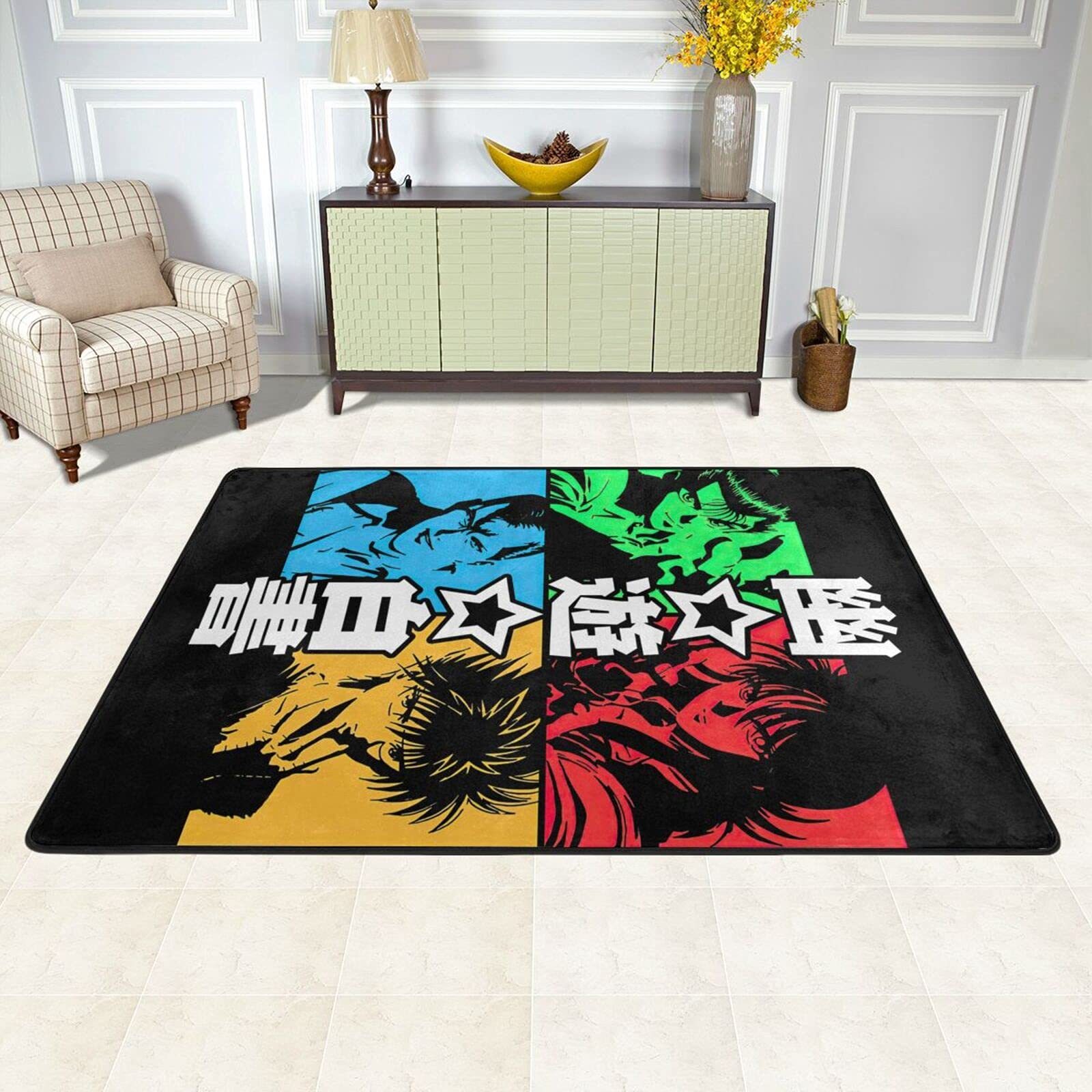Yu Yu Hakusho Anime Yusuke Urameshi Carpet - Large 36x24 Inch Non-Slip Soft Area Rug for Living Room, Bedroom & Yoga - Ultra Cozy Indoor Floor Mat for Anime Fans & Home Decor