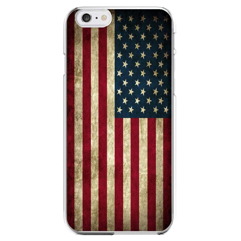 Vintage USA Flag Design Silicone Protective Case for iPhone 6/6S Plus - Shockproof Gel Cover with Anti-Slip Grip (White) | Perfect for Everyday Use, Travel & Showcasing Patriotism