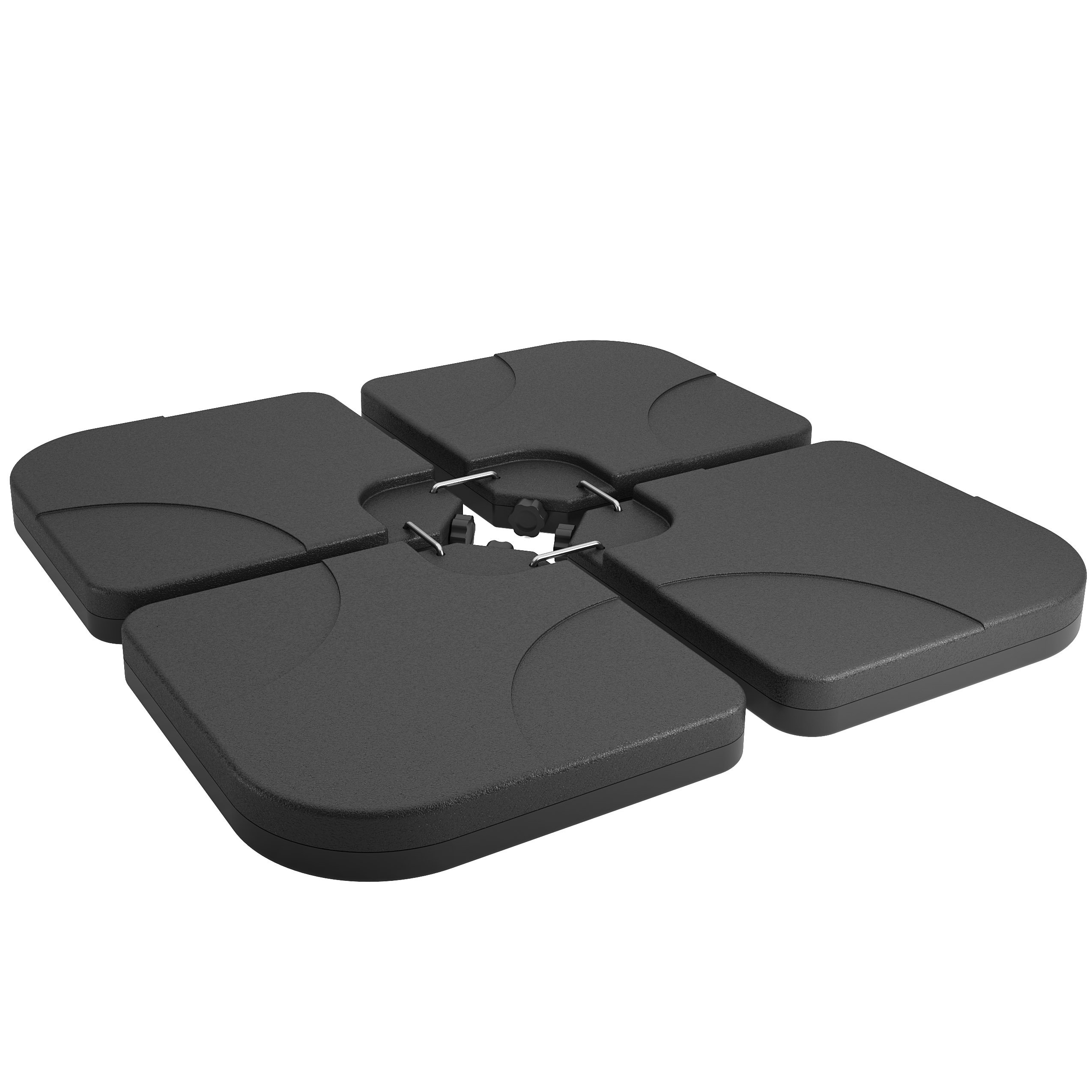 CorLiving Heavy Duty Plastic Patio Umbrella Base Weights - Dark Gray - Outdoor Garden, Poolside & Deck Stability Solution for Sun Shade Canopy