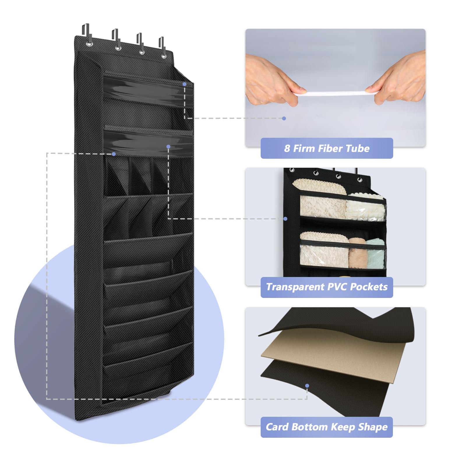FENTEC 8-Tier Over The Door Shoe Organizer with Deep Pockets - 68