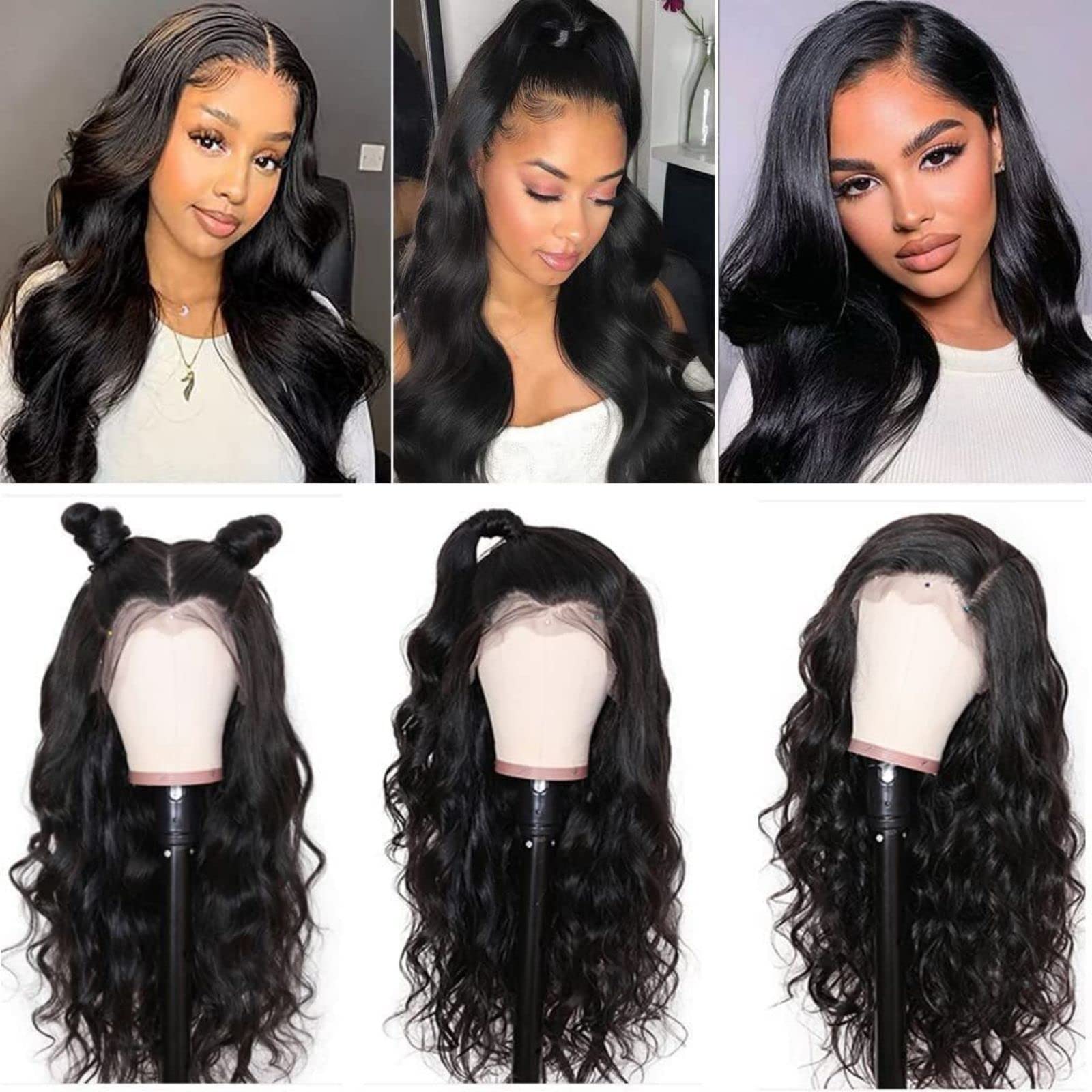 13x4 Body Wave Lace Front Wigs Human Hair for Black Women - 24 Inch Pre Plucked Bleached Knots with Baby Hair, 150% Density 10A Unprocessed Virgin Hair | Natural Color Body Wave Wigs for Daily Wear, Parties & Special Occasions