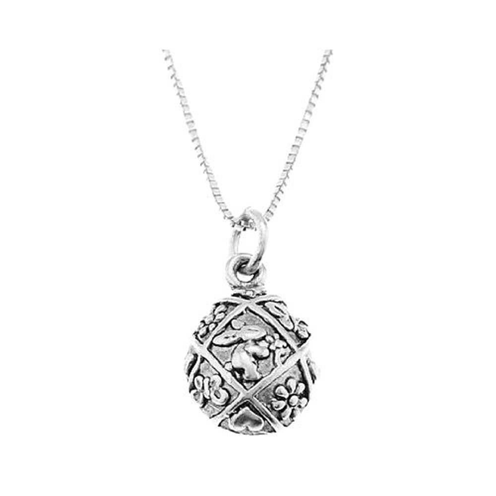 Sterling Silver Easter Egg Pendant with Rabbit Charm Necklace - Elegant Jewelry Gift for Women, Perfect for Easter, Spring & Everyday Wear