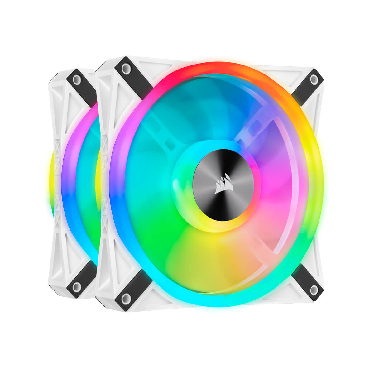 Corsair iCUE QL140 RGB 140mm Dual LED Fans - White Twin Pack for PC Gaming & Case Cooling