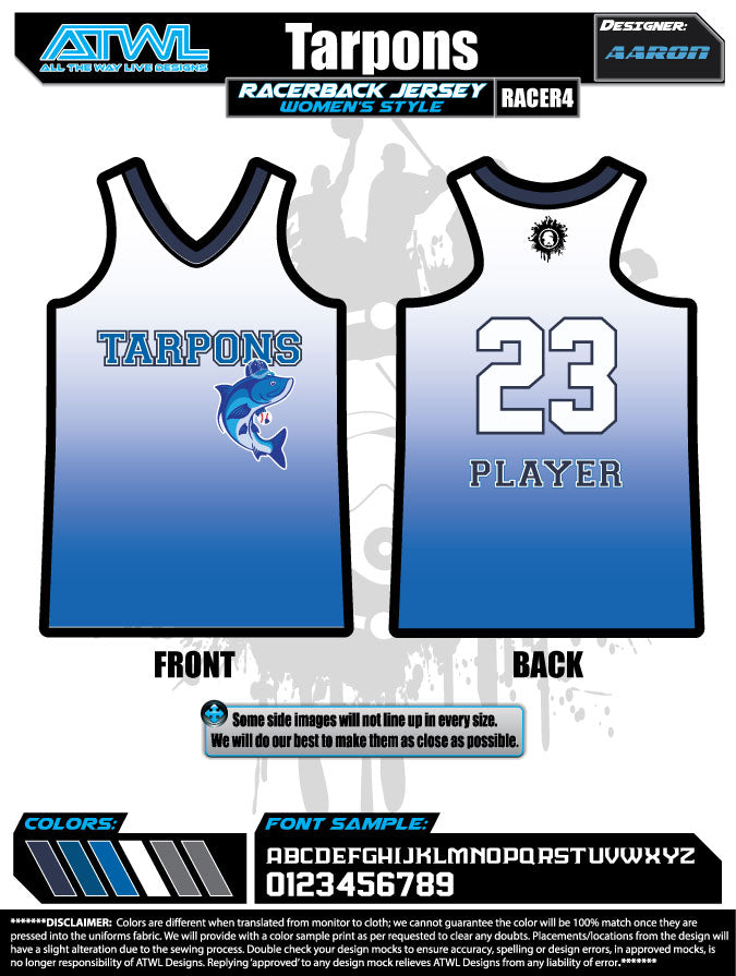Tarpons Women's Racerback Tank Top - Breathable Workout Shirt for Running, Yoga & Gym - Lightweight Athletic Performance Top for Women