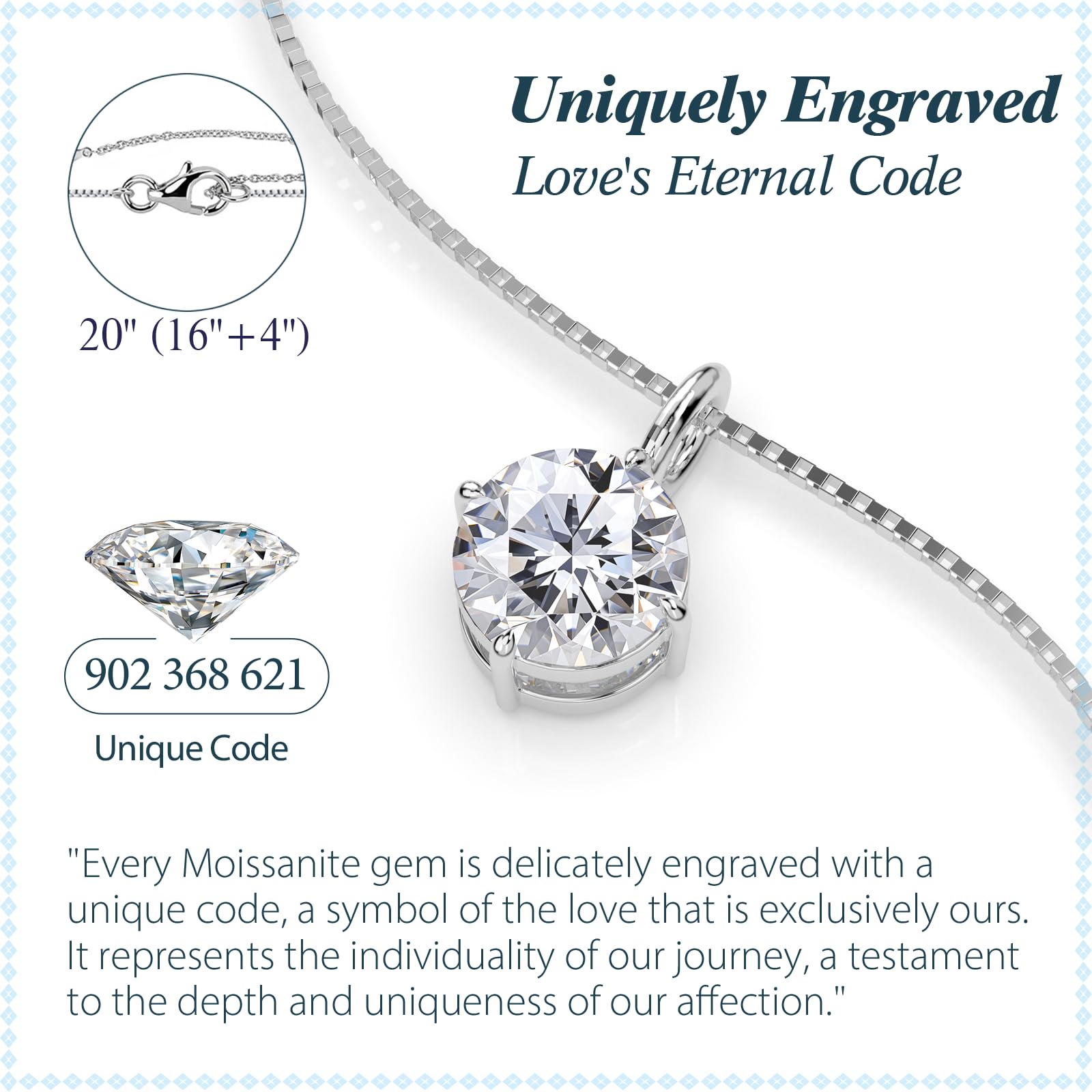 Moissanite Necklace for Women - Sterling Silver Jewelry with Lab-Grown Gemstone Pendant - Elegant Gift for Wedding, Anniversary, Birthday, Christmas, Valentine's Day & Mother's Day - Perfect for Wife, Daughter, Girlfriend or Mom - Ideal for Date Nights, Special Occasions & Everyday Elegance
