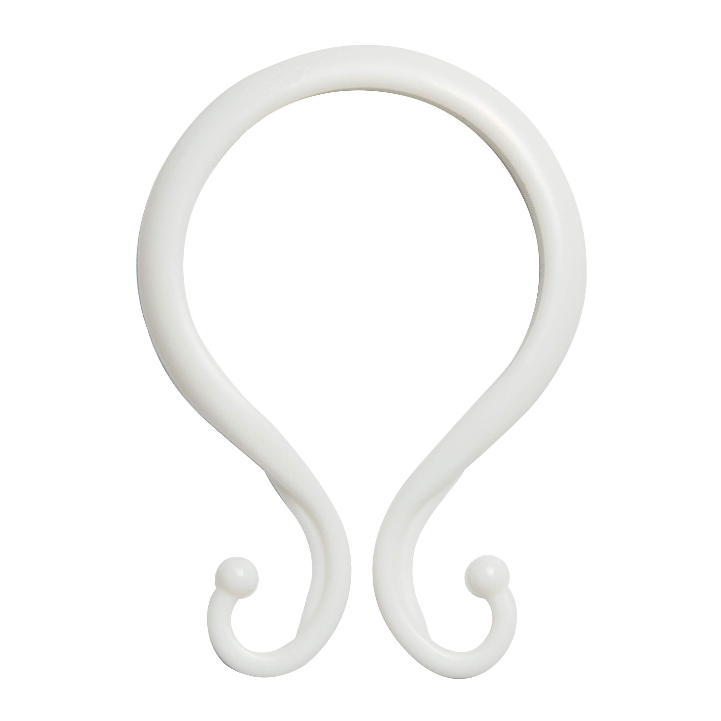 Kenney White Double Shower Curtain Hooks - Set of 12 Pieces - Rust-Resistant Bathroom Accessories for Shower Curtains & Drapes - Perfect for Bathroom, Hotel, and Home Decor
