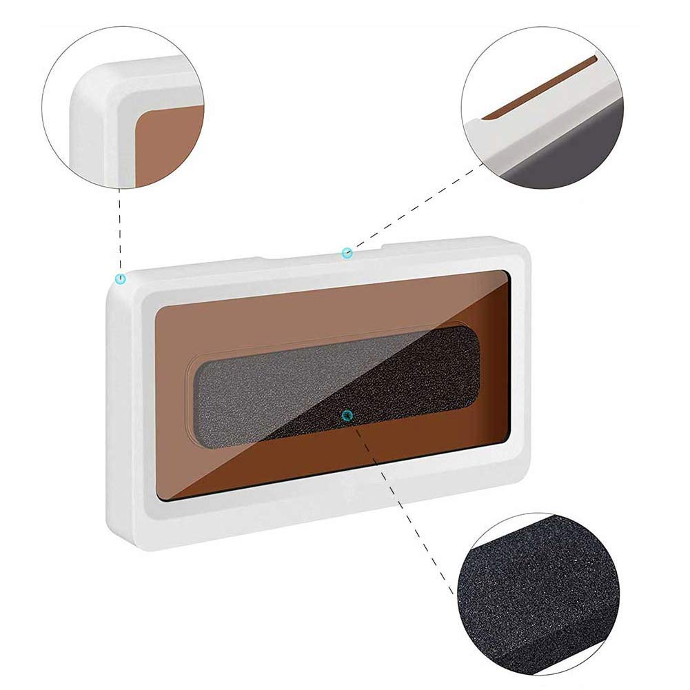 Waterproof Shower Phone Holder - White Wall Mount for iPhone & Android Smartphones - Perfect for Bathroom, Kitchen & Gym Use