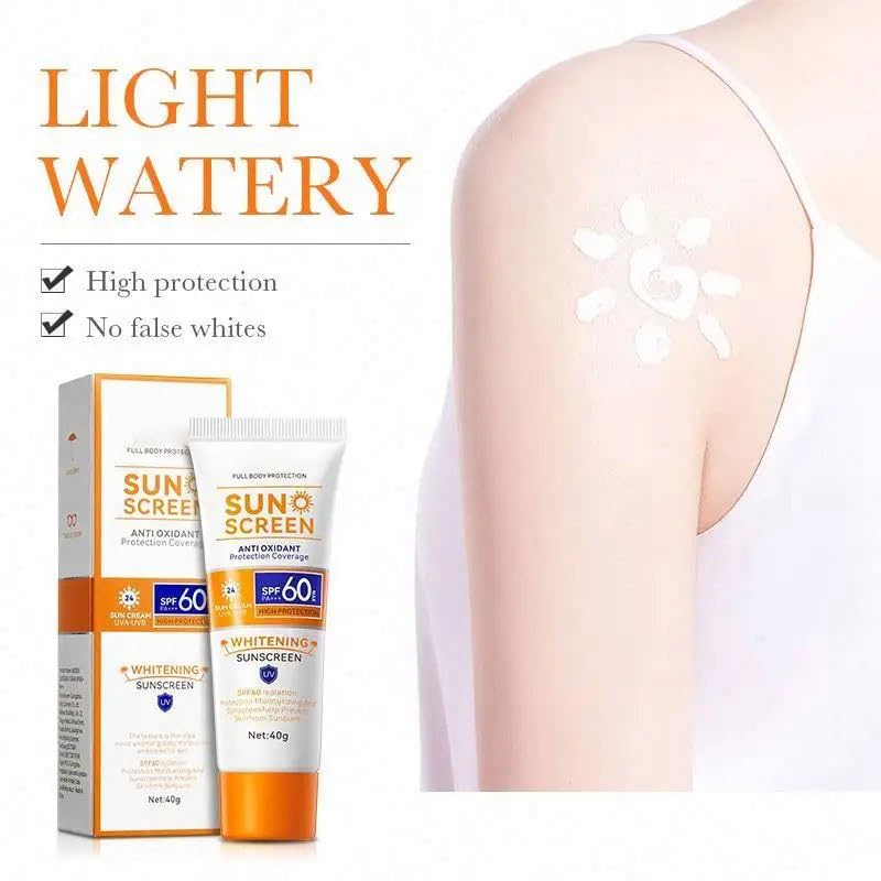 Organic Herbal Sunscreen SPF 60 - Natural Whitening & Hydrating Formula - Lightweight Non-Greasy UV Protection for Face & Body - Ideal for Daily Use, Beach, Swimming & Outdoor Activities