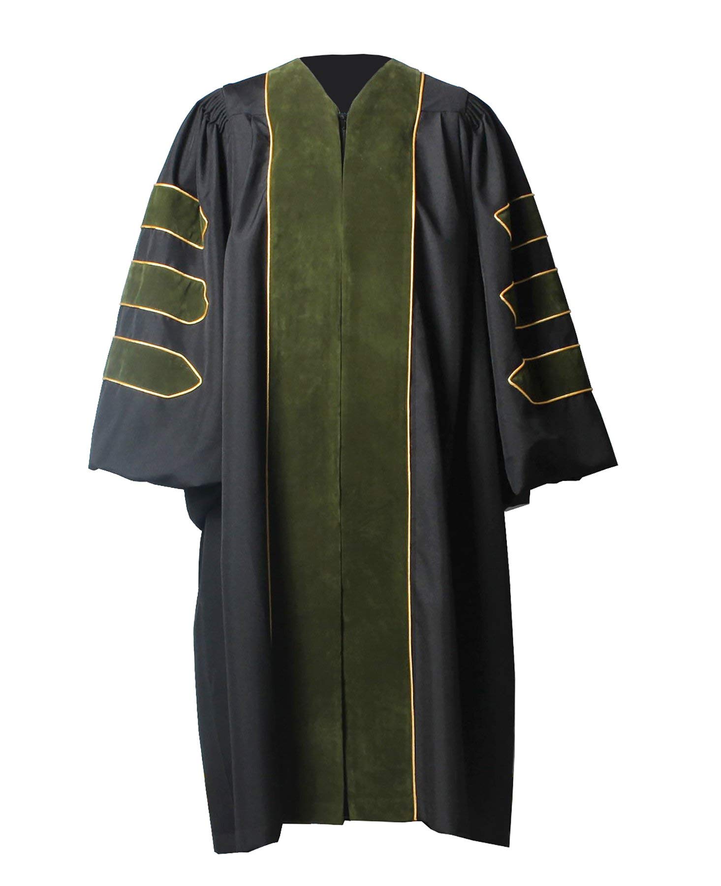 Premium Doctoral Graduation Gown with Velvet Trim - PhD Graduation Robe for Academic Ceremonies & Commencement Photos