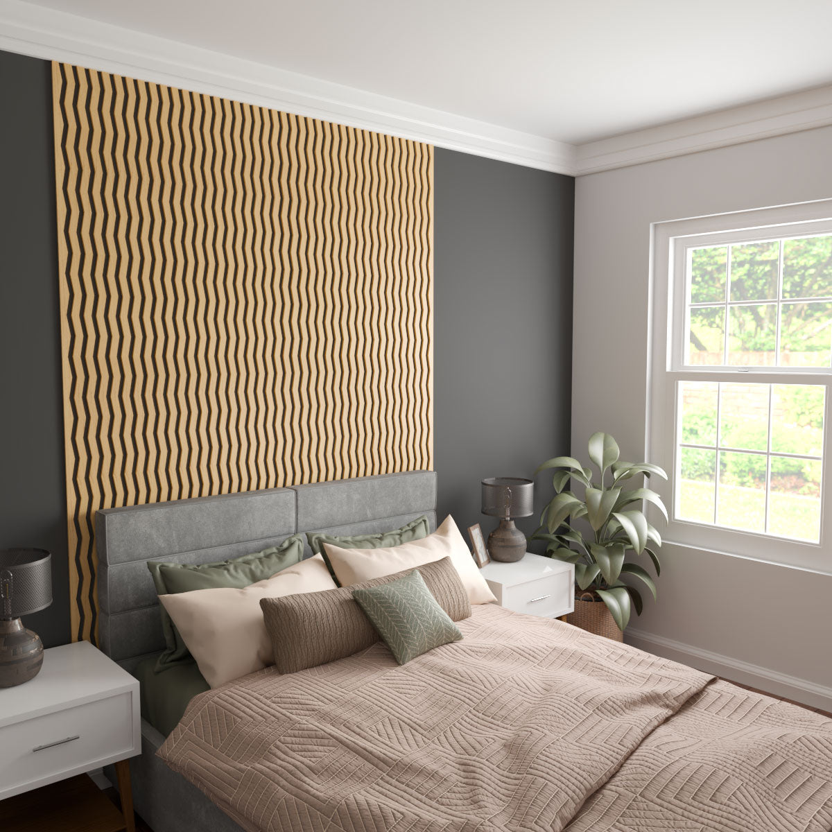 Eastport Adjustable Wood Slat Wall Kit - DIY Modern Acoustic Panel for Home Office & Bedroom Decor - Easy Installation & Customizable Design