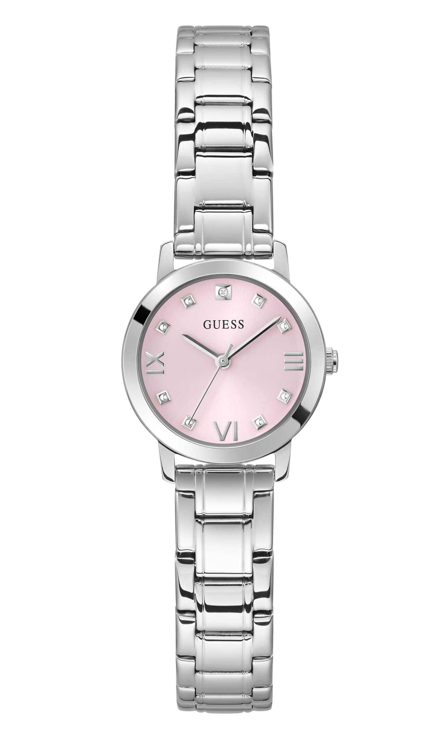 GUESS Ladies 28mm Gold-Tone Bracelet Watch with White Dial - Elegant Fashion Accessory for Women, Perfect for Office, Party & Everyday Wear