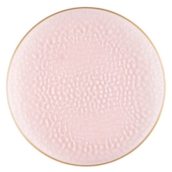 Elegant Pink & Gold Rim Transparent Hammered 13