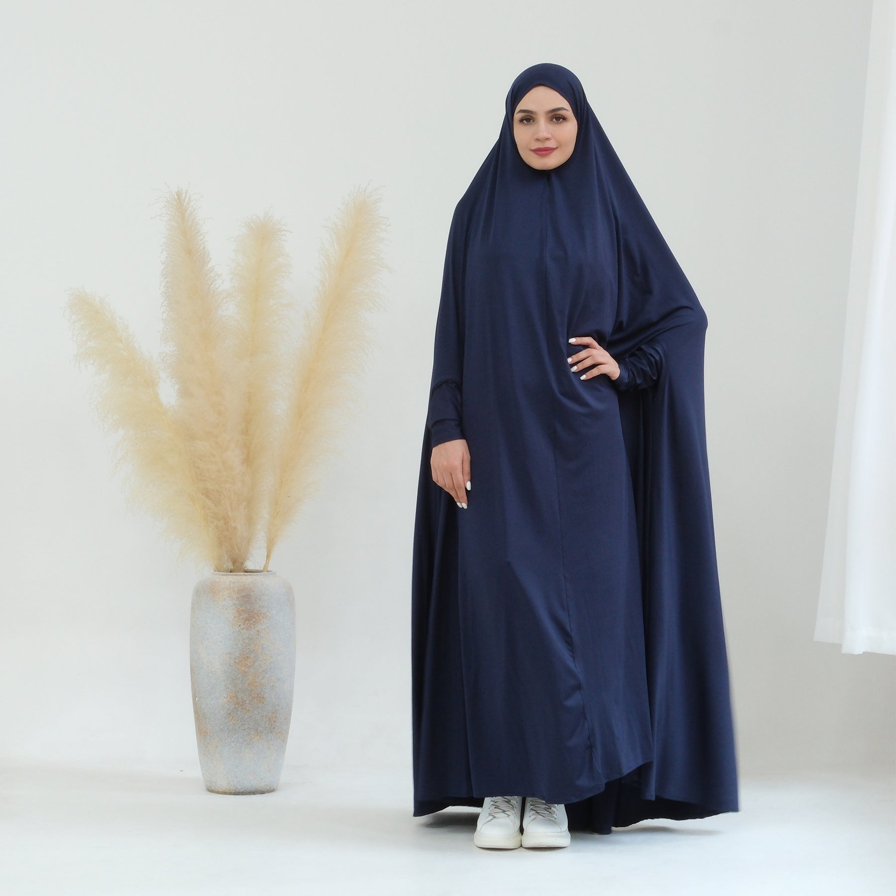 Awra Cape Hijab Combo - Navy Blue Modest Muslim Scarf & Shawl Set for Women - Perfect for Prayer, Work, and Everyday Wear