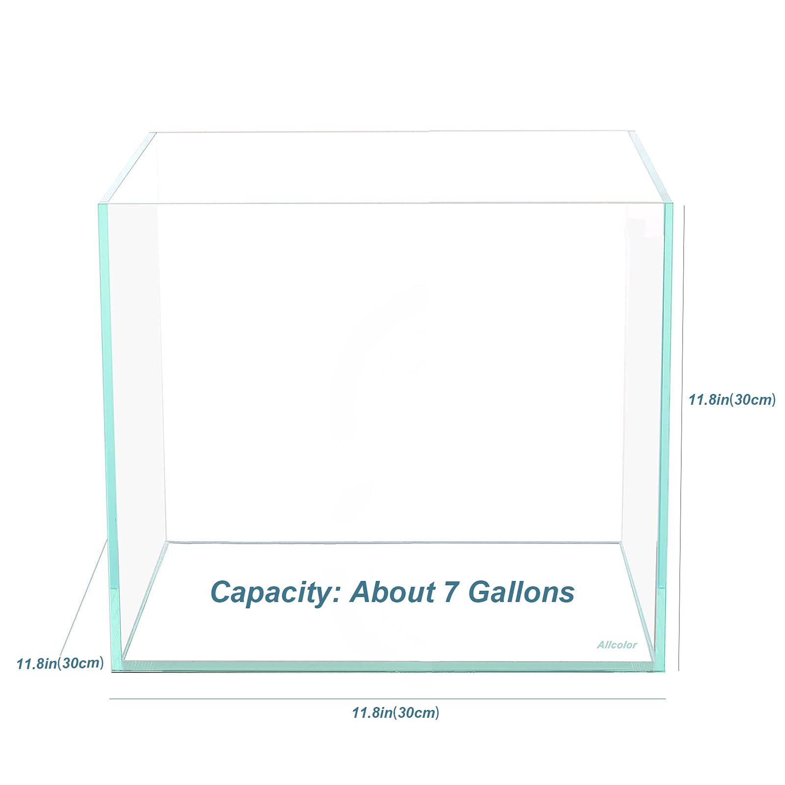Ultra Clear Rimless Aquarium Tank 2-22 Gallons Low Iron Glass (7 Gallon with Top Glass Canopy) - Perfect for Home Office, Living Room Decor & Fish Breeding Setup